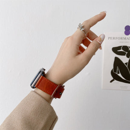 8-shape Buckle Retro Leather Replacement Strap Watchband For Apple Watch Series - DealBuddy