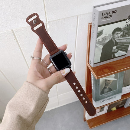 8-shape Buckle Retro Leather Replacement Strap Watchband For Apple Watch Series, 7 41mm / 6 & SE & 5 & 4 40mm / 3 & 2 & 1 38mm, 7 45mm / 6 & SE & 5 & 4 44mm / 3 & 2 & 1 42mm - DealBuddy