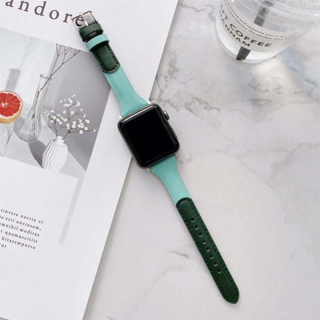 Small Waist Color Matching Leather Replacement Strap Watchband For Apple Watch Series - DealBuddy