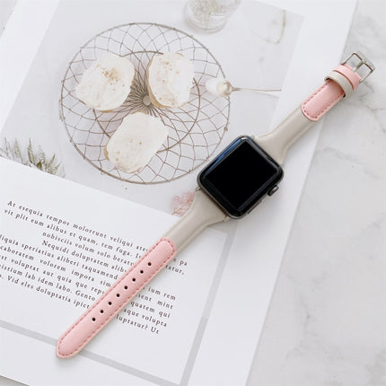 Small Waist Color Matching Leather Replacement Strap Watchband For Apple Watch Series - DealBuddy