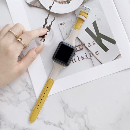 Small Waist Color Matching Leather Replacement Strap Watchband For Apple Watch Series - DealBuddy
