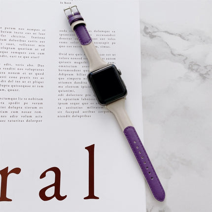 Small Waist Color Matching Leather Replacement Strap Watchband For Apple Watch Series - DealBuddy