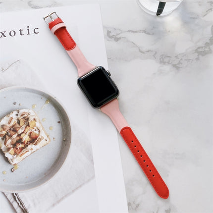 Small Waist Color Matching Leather Replacement Strap Watchband For Apple Watch Series - DealBuddy