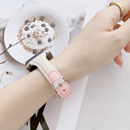 Small Waist Color Matching Leather Replacement Strap Watchband For Apple Watch Series, 7 41mm / 6 & SE & 5 & 4 40mm / 3 & 2 & 1 38mm, 7 45mm / 6 & SE & 5 & 4 44mm / 3 & 2 & 1 42mm - DealBuddy