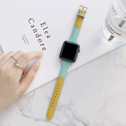 Small Waist Color Matching Leather Replacement Strap Watchband For Apple Watch Series, 7 41mm / 6 & SE & 5 & 4 40mm / 3 & 2 & 1 38mm, 7 45mm / 6 & SE & 5 & 4 44mm / 3 & 2 & 1 42mm - DealBuddy