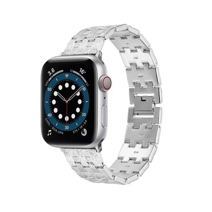 Woven Texture Stainless Steel Replacement Watchband For Apple Watch Series, 7 41mm / 6 & SE & 5 & 4 40mm / 3 & 2 & 1 38mm, 7 45mm / 6 & SE & 5 & 4 44mm / 3 & 2 & 1 42mm - DealBuddy