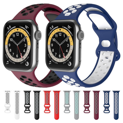 Two-color 8-buckle Silicone Replacement Strap Watchband For Apple Watch Series, 7 41mm / 6 & SE & 5 & 4 40mm / 3 & 2 & 1 38mm - DealBuddy