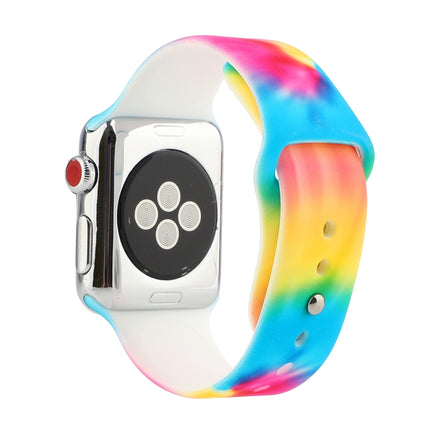 Silicone Painted Pattern Replacement Watchband For Apple Watch Series, 7 41mm / 6 & SE & 5 & 4 40mm / 3 & 2 & 1 38mm, 7 45mm / 6 & SE & 5 & 4 44mm / 3 & 2 & 1 42mm - DealBuddy