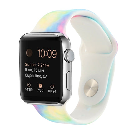 Silicone Painted Pattern Replacement Watchband For Apple Watch Series, 7 41mm / 6 & SE & 5 & 4 40mm / 3 & 2 & 1 38mm, 7 45mm / 6 & SE & 5 & 4 44mm / 3 & 2 & 1 42mm - DealBuddy