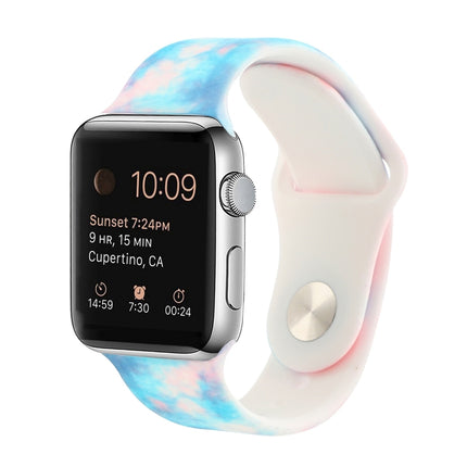Silicone Painted Pattern Replacement Watchband For Apple Watch Series, 7 41mm / 6 & SE & 5 & 4 40mm / 3 & 2 & 1 38mm, 7 45mm / 6 & SE & 5 & 4 44mm / 3 & 2 & 1 42mm - DealBuddy