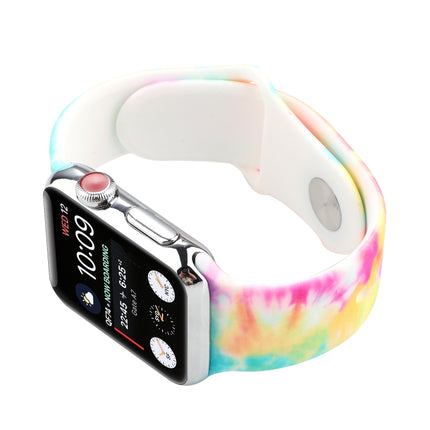 Silicone Painted Pattern Replacement Watchband For Apple Watch Series, 7 45mm / 6 & SE & 5 & 4 44mm / 3 & 2 & 1 42mm, 7 41mm / 6 & SE & 5 & 4 40mm / 3 & 2 & 1 38mm