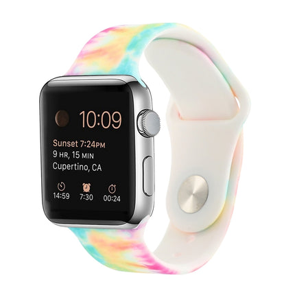 Silicone Painted Pattern Replacement Watchband For Apple Watch Series, 7 41mm / 6 & SE & 5 & 4 40mm / 3 & 2 & 1 38mm, 7 45mm / 6 & SE & 5 & 4 44mm / 3 & 2 & 1 42mm - DealBuddy