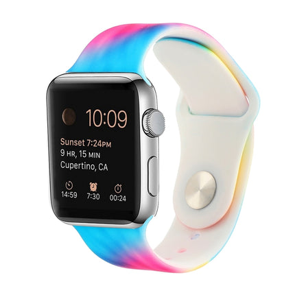 Silicone Painted Pattern Replacement Watchband For Apple Watch Series, 7 41mm / 6 & SE & 5 & 4 40mm / 3 & 2 & 1 38mm, 7 45mm / 6 & SE & 5 & 4 44mm / 3 & 2 & 1 42mm - DealBuddy