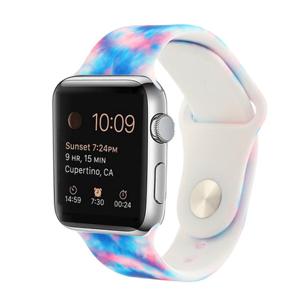 Silicone Painted Pattern Replacement Watchband For Apple Watch Series, 7 41mm / 6 & SE & 5 & 4 40mm / 3 & 2 & 1 38mm, 7 45mm / 6 & SE & 5 & 4 44mm / 3 & 2 & 1 42mm - DealBuddy