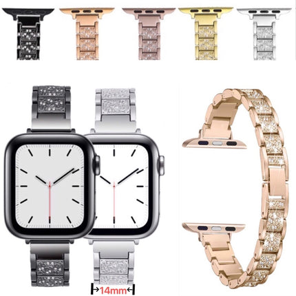 14mm Three-beads Diamond Aluminum Alloy Replacement Strap Watchband For Apple Watch Series, 7 41mm / 6 & SE & 5 & 4 40mm / 3 & 2 & 1 38mm, 7 45mm / 6 & SE & 5 & 4 44mm / 3 & 2 & 1 42mm - DealBuddy