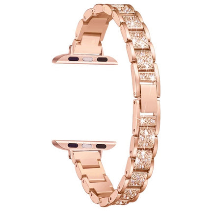 14mm Three-beads Diamond Aluminum Alloy Replacement Strap Watchband For Apple Watch Series, 7 41mm / 6 & SE & 5 & 4 40mm / 3 & 2 & 1 38mm, 7 45mm / 6 & SE & 5 & 4 44mm / 3 & 2 & 1 42mm - DealBuddy