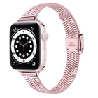 14mm Seven-beads Double Safety Buckle Slim Steel Replacement Strap Watchband For Apple Watch Series - DealBuddy