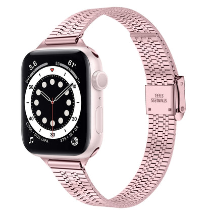 14mm Seven-beads Double Safety Buckle Slim Steel Replacement Strap Watchband For Apple Watch Series, 7 41mm / 6 & SE & 5 & 4 40mm / 3 & 2 & 1 38mm, 7 45mm / 6 & SE & 5 & 4 44mm / 3 & 2 & 1 42mm - DealBuddy