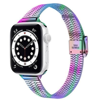 14mm Seven-beads Double Safety Buckle Slim Steel Replacement Strap Watchband For Apple Watch Series, 7 41mm / 6 & SE & 5 & 4 40mm / 3 & 2 & 1 38mm, 7 45mm / 6 & SE & 5 & 4 44mm / 3 & 2 & 1 42mm - DealBuddy