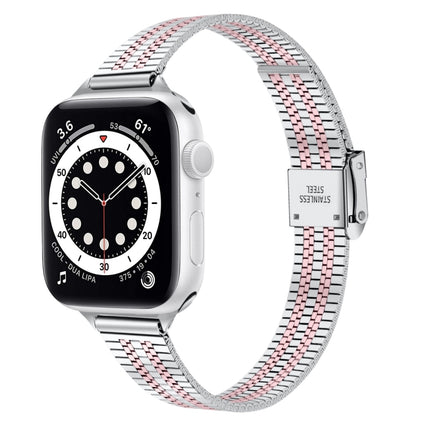 14mm Seven-beads Double Safety Buckle Slim Steel Replacement Strap Watchband For Apple Watch Series, 7 41mm / 6 & SE & 5 & 4 40mm / 3 & 2 & 1 38mm, 7 45mm / 6 & SE & 5 & 4 44mm / 3 & 2 & 1 42mm - DealBuddy