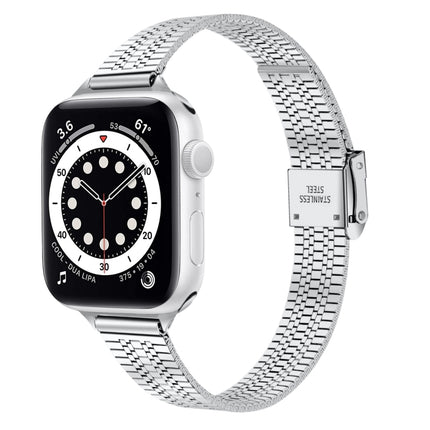 14mm Seven-beads Double Safety Buckle Slim Steel Replacement Strap Watchband For Apple Watch Series, 7 41mm / 6 & SE & 5 & 4 40mm / 3 & 2 & 1 38mm, 7 45mm / 6 & SE & 5 & 4 44mm / 3 & 2 & 1 42mm - DealBuddy