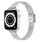 14mm Seven-beads Double Safety Buckle Slim Steel Replacement Strap Watchband For Apple Watch Series, 7 41mm / 6 & SE & 5 & 4 40mm / 3 & 2 & 1 38mm, 7 45mm / 6 & SE & 5 & 4 44mm / 3 & 2 & 1 42mm - DealBuddy