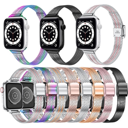 14mm Seven-beads Double Safety Buckle Slim Steel Replacement Strap Watchband For Apple Watch Series, 7 41mm / 6 & SE & 5 & 4 40mm / 3 & 2 & 1 38mm, 7 45mm / 6 & SE & 5 & 4 44mm / 3 & 2 & 1 42mm - DealBuddy
