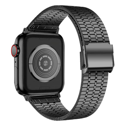 Seven-beads Double Safety Buckle Steel Replacement Strap Watchband For Apple Watch Series, 7 41mm / 6 & SE & 5 & 4 40mm / 3 & 2 & 1 38mm, 7 45mm / 6 & SE & 5 & 4 44mm / 3 & 2 & 1 42mm - DealBuddy