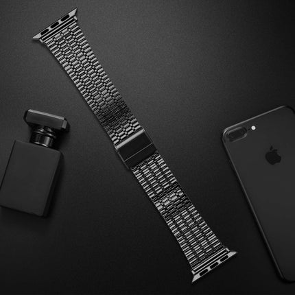 Seven-beads Double Safety Buckle Steel Replacement Strap Watchband For Apple Watch Series, 7 41mm / 6 & SE & 5 & 4 40mm / 3 & 2 & 1 38mm, 7 45mm / 6 & SE & 5 & 4 44mm / 3 & 2 & 1 42mm - DealBuddy