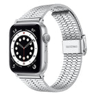 Seven-beads Double Safety Buckle Steel Replacement Strap Watchband For Apple Watch Series, 7 41mm / 6 & SE & 5 & 4 40mm / 3 & 2 & 1 38mm, 7 45mm / 6 & SE & 5 & 4 44mm / 3 & 2 & 1 42mm - DealBuddy