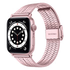 Seven-beads Double Safety Buckle Steel Replacement Strap Watchband For Apple Watch Series, 7 41mm / 6 & SE & 5 & 4 40mm / 3 & 2 & 1 38mm, 7 45mm / 6 & SE & 5 & 4 44mm / 3 & 2 & 1 42mm - DealBuddy