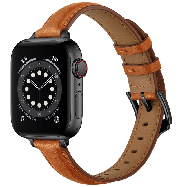 Business Style Leather Replacement Strap Watchband For Apple Watch Series - DealBuddy