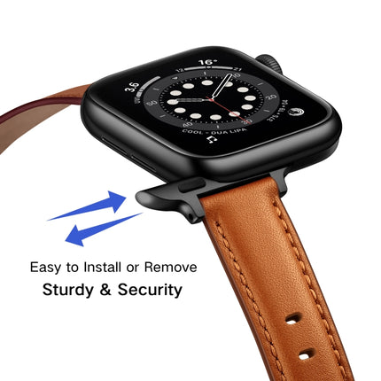 Business Style Leather Replacement Strap Watchband For Apple Watch Series, 7 41mm / 6 & SE & 5 & 4 40mm / 3 & 2 & 1 38mm, 7 45mm / 6 & SE & 5 & 4 44mm / 3 & 2 & 1 42mm - DealBuddy