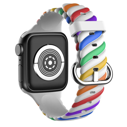 Two-color Twist Silicone Replacement Strap Watchband For Apple Watch Series, 7 41mm / 6 & SE & 5 & 4 40mm / 3 & 2 & 1 38mm, 7 45mm / 6 & SE & 5 & 4 44mm / 3 & 2 & 1 42mm - DealBuddy