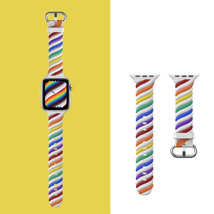 Two-color Twist Silicone Replacement Strap Watchband For Apple Watch Series, 7 41mm / 6 & SE & 5 & 4 40mm / 3 & 2 & 1 38mm, 7 45mm / 6 & SE & 5 & 4 44mm / 3 & 2 & 1 42mm - DealBuddy