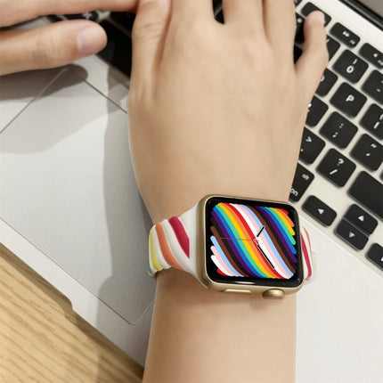 Two-color Twist Silicone Replacement Strap Watchband For Apple Watch Series, 7 41mm / 6 & SE & 5 & 4 40mm / 3 & 2 & 1 38mm, 7 45mm / 6 & SE & 5 & 4 44mm / 3 & 2 & 1 42mm - DealBuddy