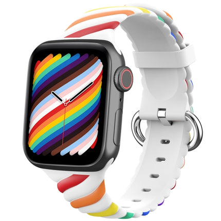 Two-color Twist Silicone Replacement Strap Watchband For Apple Watch Series, 7 41mm / 6 & SE & 5 & 4 40mm / 3 & 2 & 1 38mm, 7 45mm / 6 & SE & 5 & 4 44mm / 3 & 2 & 1 42mm - DealBuddy