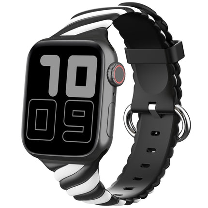 Two-color Twist Silicone Replacement Strap Watchband For Apple Watch Series, 7 41mm / 6 & SE & 5 & 4 40mm / 3 & 2 & 1 38mm, 7 45mm / 6 & SE & 5 & 4 44mm / 3 & 2 & 1 42mm - DealBuddy
