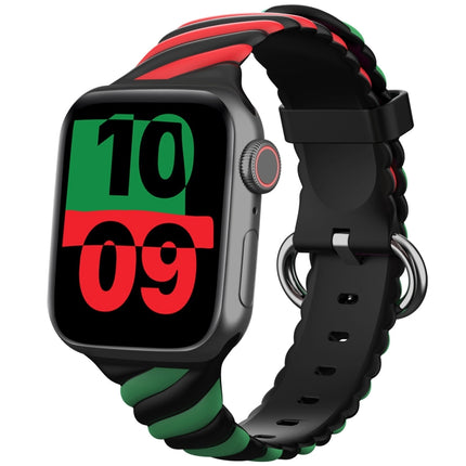 Two-color Twist Silicone Replacement Strap Watchband For Apple Watch Series, 7 41mm / 6 & SE & 5 & 4 40mm / 3 & 2 & 1 38mm, 7 45mm / 6 & SE & 5 & 4 44mm / 3 & 2 & 1 42mm - DealBuddy