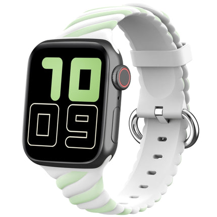 Two-color Twist Silicone Replacement Strap Watchband For Apple Watch Series, 7 41mm / 6 & SE & 5 & 4 40mm / 3 & 2 & 1 38mm, 7 45mm / 6 & SE & 5 & 4 44mm / 3 & 2 & 1 42mm - DealBuddy