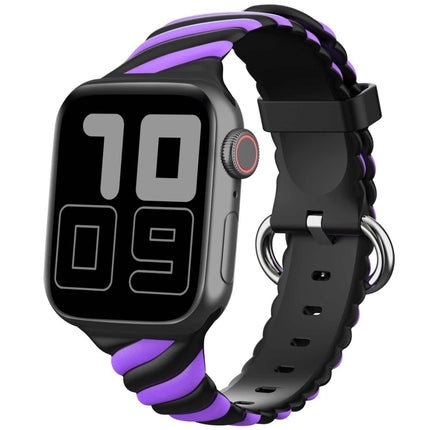 Two-color Twist Silicone Replacement Strap Watchband For Apple Watch Series, 7 41mm / 6 & SE & 5 & 4 40mm / 3 & 2 & 1 38mm, 7 45mm / 6 & SE & 5 & 4 44mm / 3 & 2 & 1 42mm - DealBuddy