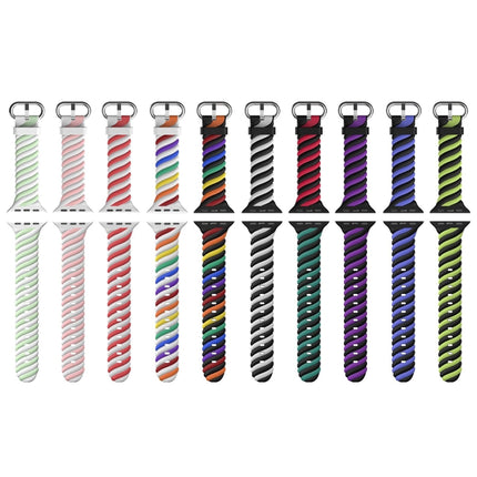 Two-color Twist Silicone Replacement Strap Watchband For Apple Watch Series, 7 41mm / 6 & SE & 5 & 4 40mm / 3 & 2 & 1 38mm, 7 45mm / 6 & SE & 5 & 4 44mm / 3 & 2 & 1 42mm - DealBuddy