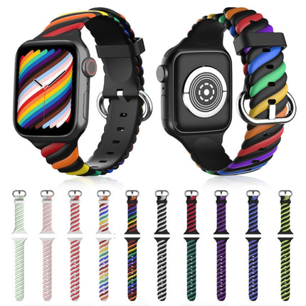 Two-color Twist Silicone Replacement Strap Watchband For Apple Watch Series, 7 41mm / 6 & SE & 5 & 4 40mm / 3 & 2 & 1 38mm, 7 45mm / 6 & SE & 5 & 4 44mm / 3 & 2 & 1 42mm - DealBuddy