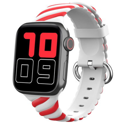 Two-color Twist Silicone Replacement Strap Watchband For Apple Watch Series, 7 41mm / 6 & SE & 5 & 4 40mm / 3 & 2 & 1 38mm, 7 45mm / 6 & SE & 5 & 4 44mm / 3 & 2 & 1 42mm - DealBuddy