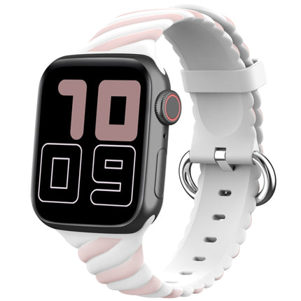 Two-color Twist Silicone Replacement Strap Watchband For Apple Watch Series, 7 41mm / 6 & SE & 5 & 4 40mm / 3 & 2 & 1 38mm, 7 45mm / 6 & SE & 5 & 4 44mm / 3 & 2 & 1 42mm - DealBuddy