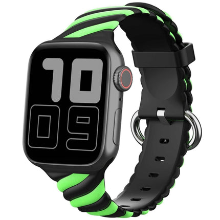 Two-color Twist Silicone Replacement Strap Watchband For Apple Watch Series, 7 41mm / 6 & SE & 5 & 4 40mm / 3 & 2 & 1 38mm, 7 45mm / 6 & SE & 5 & 4 44mm / 3 & 2 & 1 42mm - DealBuddy
