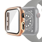 Electroplating PC Single Row Diamond Protective Case with Tempered Glass Film For Apple Watch Series, For Apple Watch Series 6 / 5 / 4 / Watch SE 40mm, For Apple Watch Series 6 / 5 / 4 / Watch SE 44mm - DealBuddy