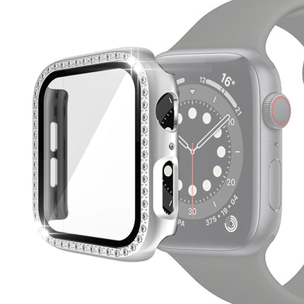 Electroplating PC Single Row Diamond Protective Case with Tempered Glass Film For Apple Watch Series, For Apple Watch Series 6 / 5 / 4 / Watch SE 40mm, For Apple Watch Series 6 / 5 / 4 / Watch SE 44mm - DealBuddy