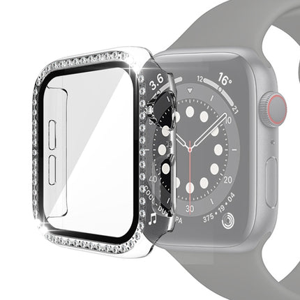 Electroplating PC Single Row Diamond Protective Case with Tempered Glass Film For Apple Watch Series, For Apple Watch Series 6 / 5 / 4 / Watch SE 40mm, For Apple Watch Series 6 / 5 / 4 / Watch SE 44mm - DealBuddy