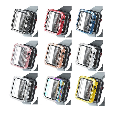 Electroplating PC Double Rows Diamond Protective Case with Tempered Glass Film For Apple Watch Series, For Apple Watch Series 6 / 5 / 4 / Watch SE 40mm, For Apple Watch Series 6 / 5 / 4 / Watch SE 44mm - DealBuddy